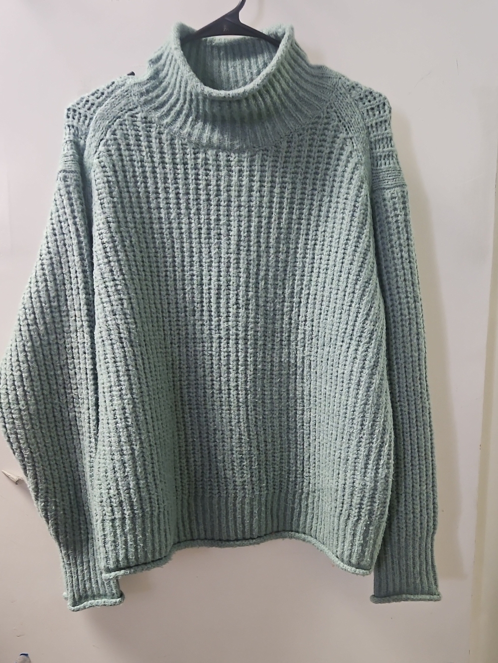 Vince Camuto Mint Green Waffle Knit Turtleneck Sweater